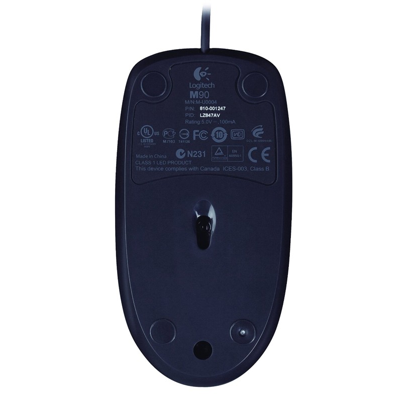 Mouse Logitech, modello M90, connessione con cavo USB, 3 tasti, rotellina, definizione di 1000 dpi Mouse Logitech, modello M90, connessione con cavo USB, 3 tasti, rotellina, definizione di 1000 dpi